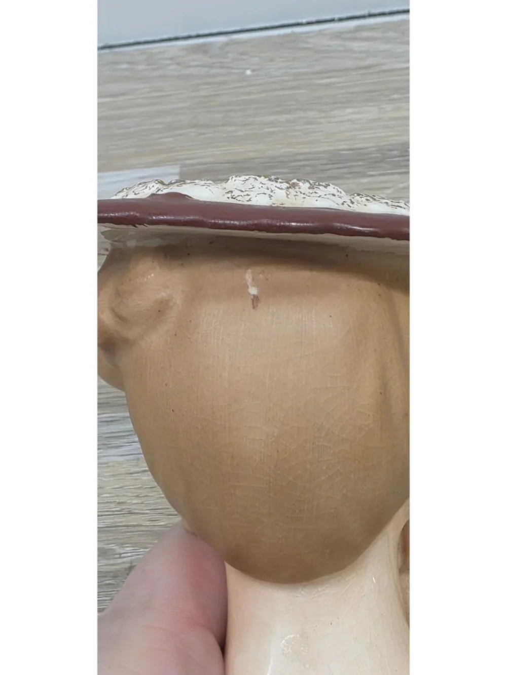 Vintage MCM Ceramic Napcoware Lady Head Figural Vase Planter Maroon 1958 C3343B